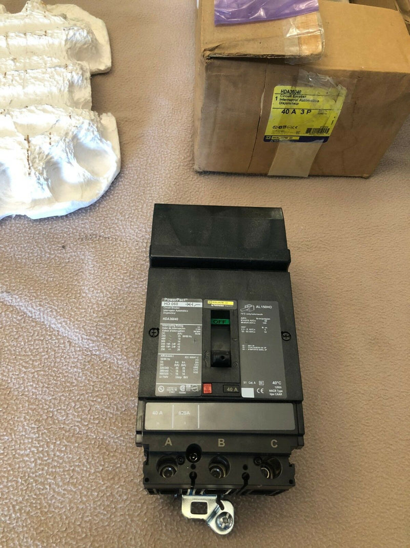 Square D HDA36040 40 Amp 3 Pole 600 Vac PowerPact Circuit Breaker