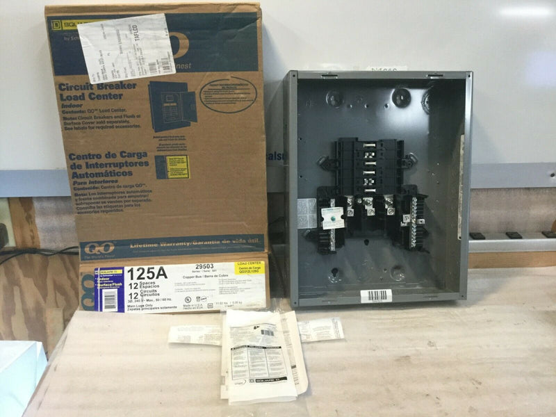 Square D Qo312l125g 125a 3-Phase Main Lug Load Center 12 Circuit With Flush Cover