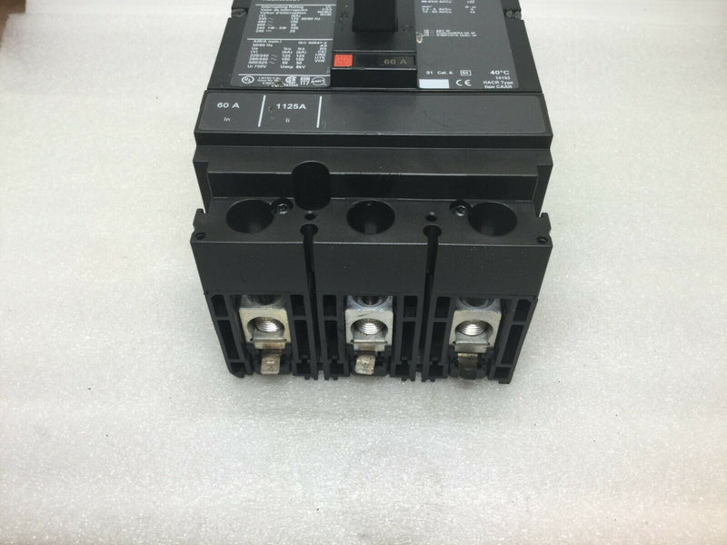 Square D Hll36060lv 60 Amp 3 Pole Circuit Breaker Hl-060 125ka @240v 50ka@ 600v