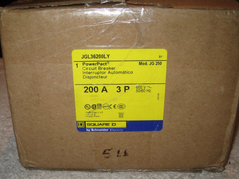 Square D Circuit Breaker Jgl36200 Ly 200a 600v 3 Pole New In Box!!! Jgl36200ly