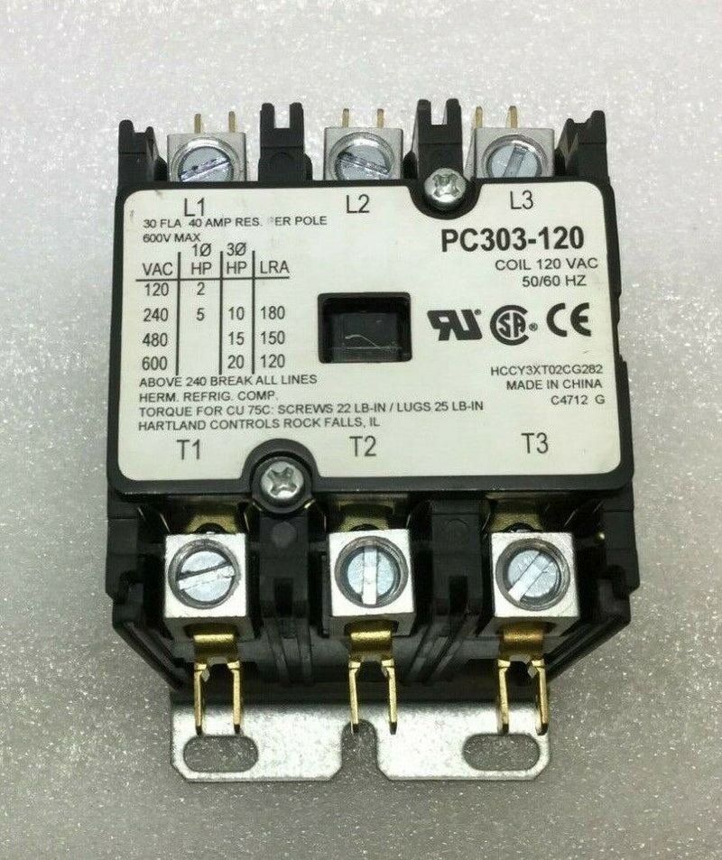 Contactor 3 Pole Pcp303-120 40 Amp 120 Volt