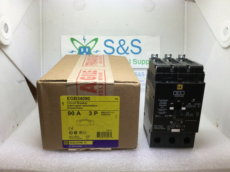 Square D EGB34090 90 Amp 3 Pole 480 Volt 65ka  Circuit Breaker