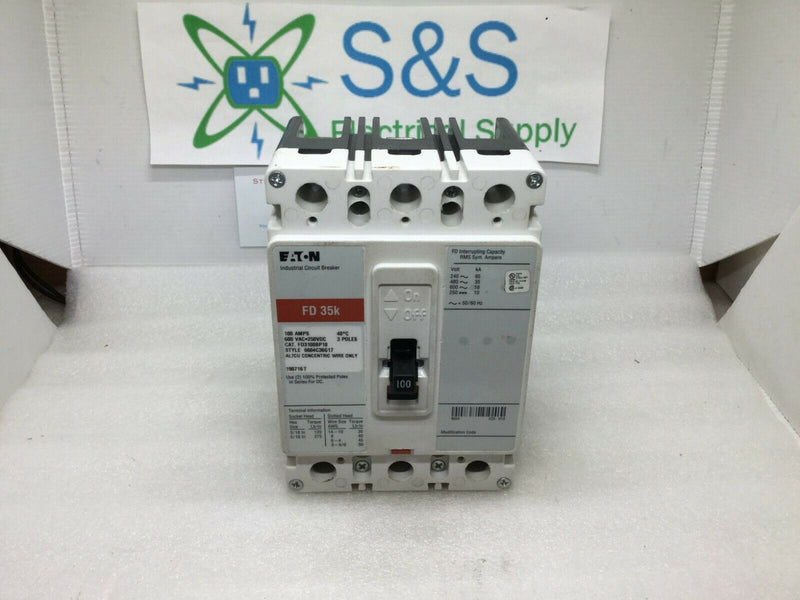 Cutler Hammer FD3100BP10 100 Amp 600v 3 Pole 35k Circuit Breaker