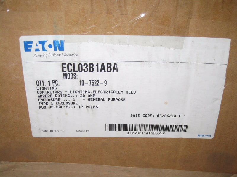 New Cutler Hammer Ecl03b1aba 20 Amp 12 Pole 120v Coil Lighting Contactor