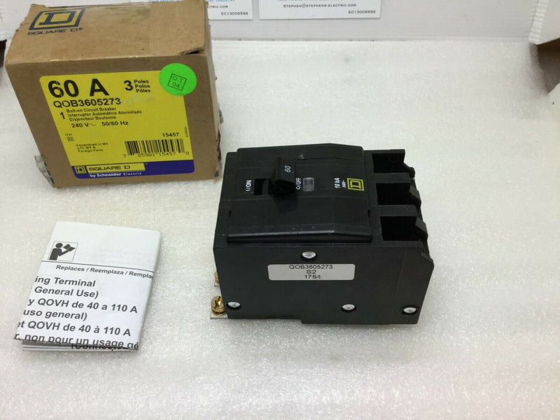 Square D  Qob360-5273 Ring Terminal Type 60 Amp 3 Pole Qob3605273