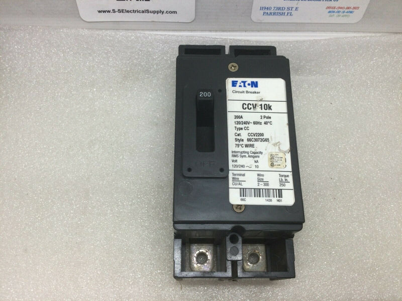 Eaton Cutler Hammer Ccv2200 Main Circuit Breaker 200 Amp 2 Pole Type Ccv 10k