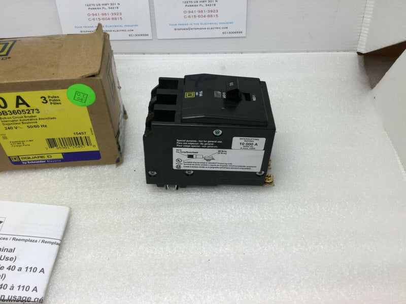 Square D  Qob360-5273 Ring Terminal Type 60 Amp 3 Pole Qob3605273