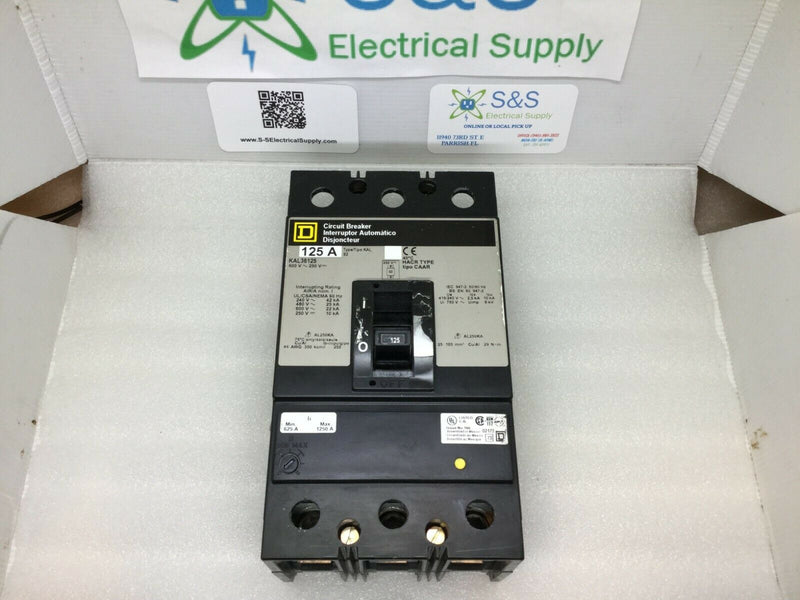 Square D KAL36125 125 Amp, 600 Volt, 3 Pole, Grey Label, Circuit Breaker