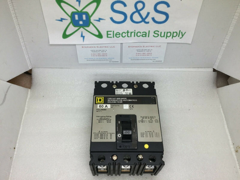 Square D Fcl 3 Pole 60 Amp 480v Fcl34060 Circuit Breaker Gray Label