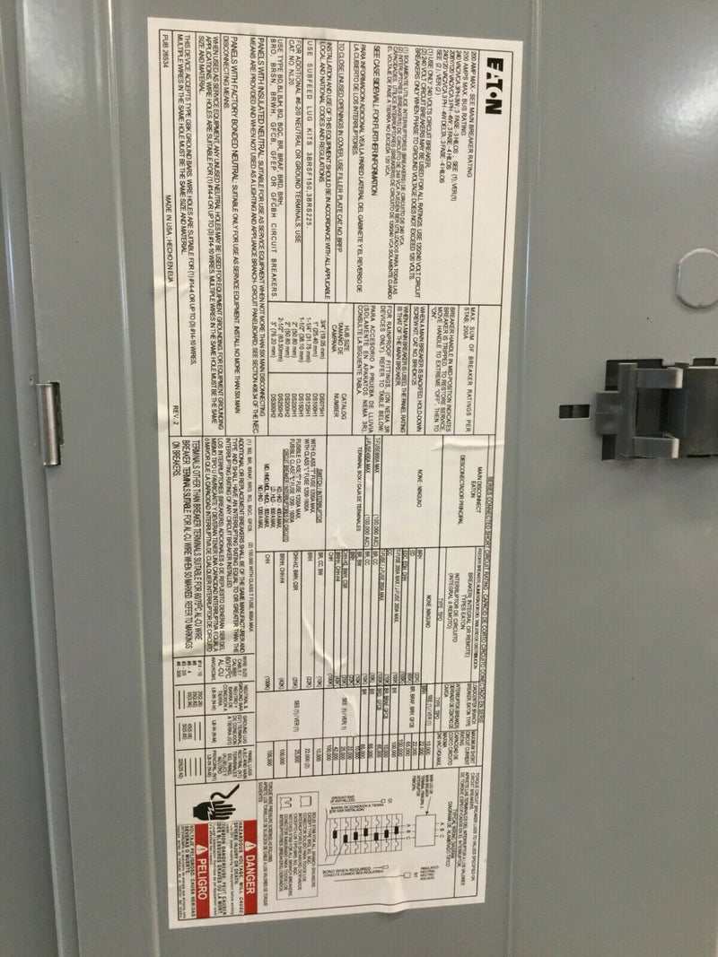 Cutler Hammer Panel Cover / Door  200 Amp 120/240v 21/42 Spaces