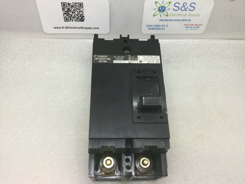 Square D Q2l2200vh 200 Amp 2 Pole 120/240vac Circuit Breaker 22kia