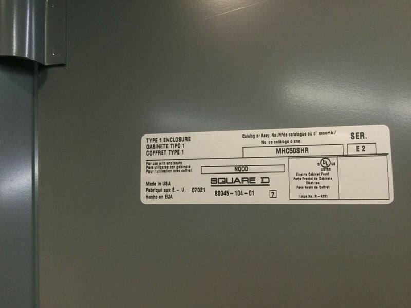 Square D MHC50SH 225 Amp Panel & Cover NQOB Series E2 42 Space Main Breaker 240/120