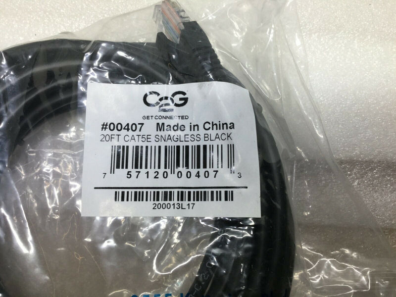 (7) 20ft Network Patch Cord Cat5e Stranded Snagless Black