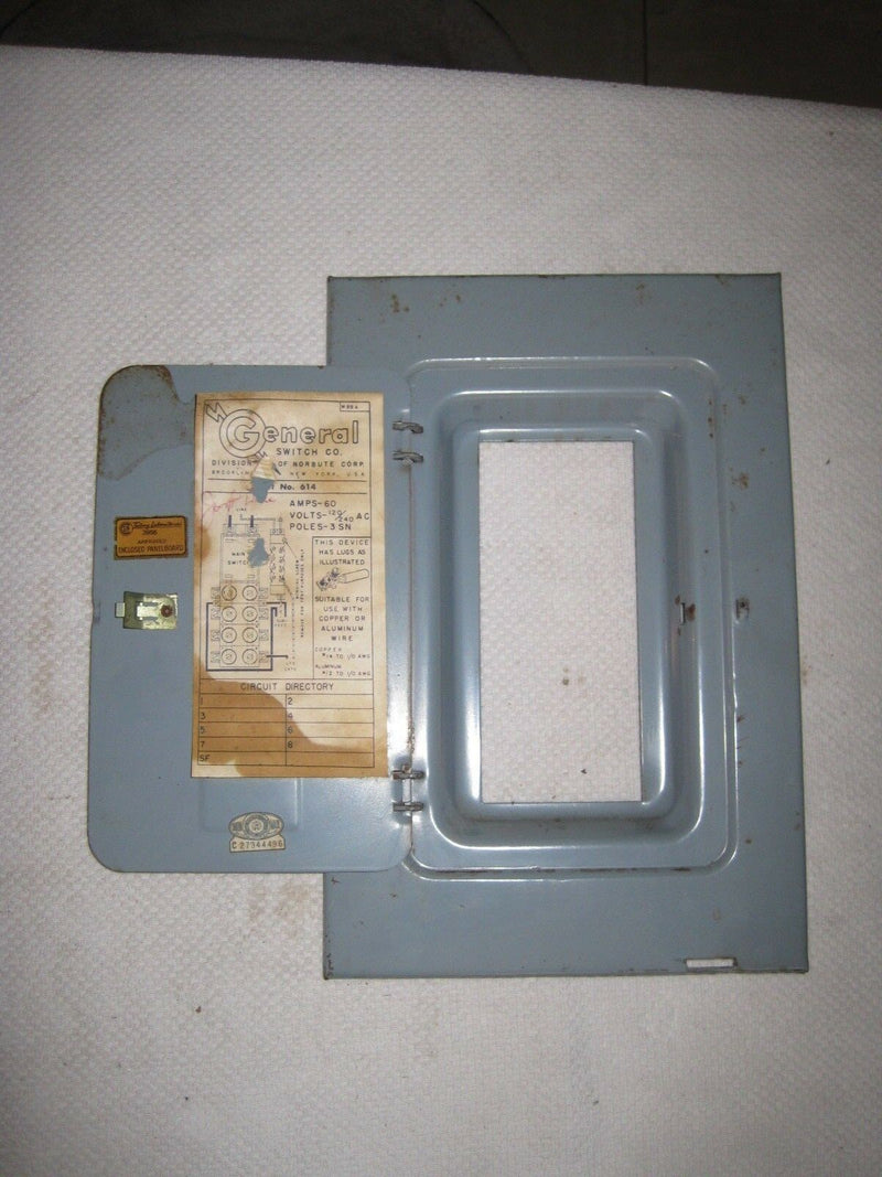 General Switch Corp Cat No 614 Fuse Panel  Fuse Box Deadfront Cover Door