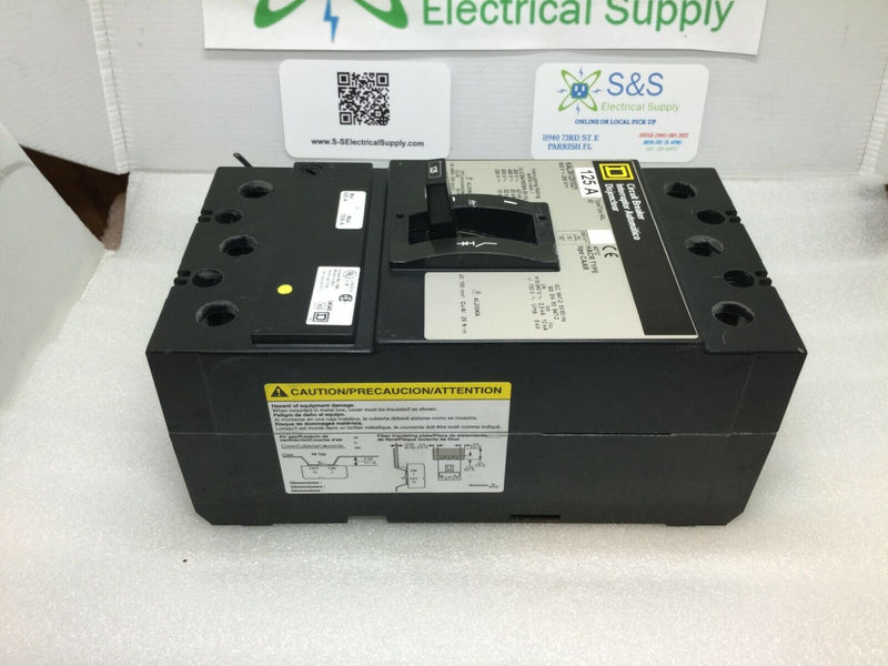 Square D KAL361251021 3 Pole 600v 125 Amp w/120v Shunt Trip Circuit Breaker