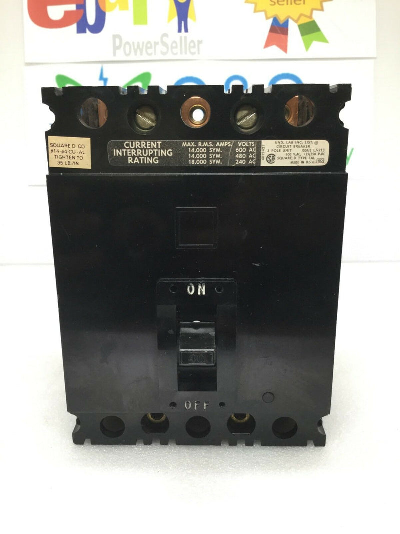 Square D Fap36040 Circuit Breaker 40 Amp 600 Vac 3 Pole Type Fal Black Face