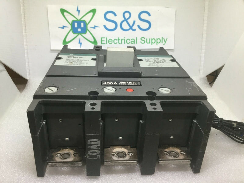 GE General Electric TJK636F000 600 Amp W/450 Amp Trip 3 Pole 24v Dc Shunt Circuit Breaker