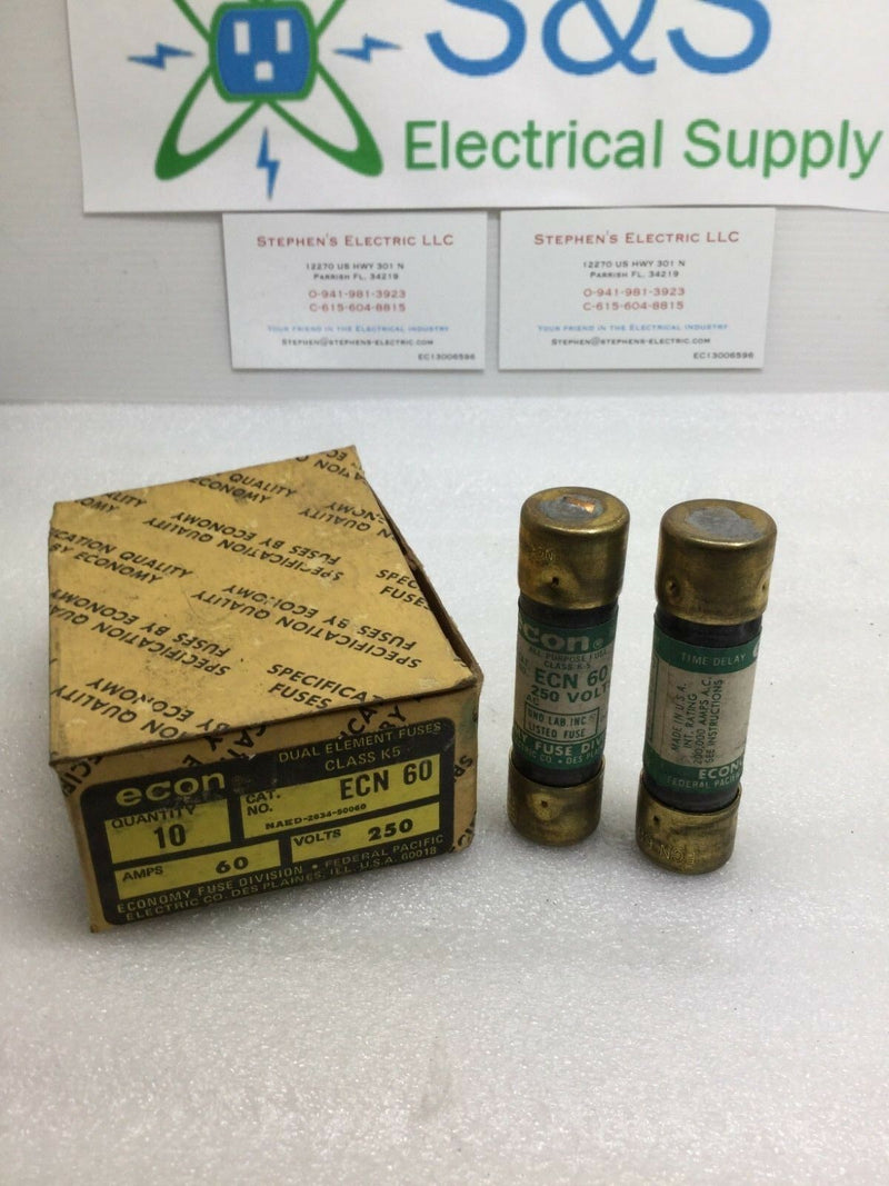 (Lot Of 2) Econ Ecn 60 Amp 250v Fuse Bin2