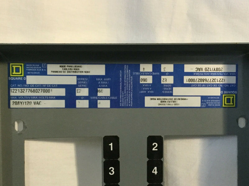 Square D NQOD 60 Amp 208y/120 Vac 3Phase 30 Space 4-Wire Panel Guts Lighting Panel