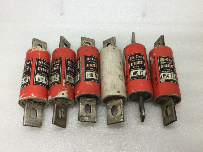 (6)  Bussmann Fuse Jhc 70, 70 Amp 600v, Time Delay Current Limiting Class J