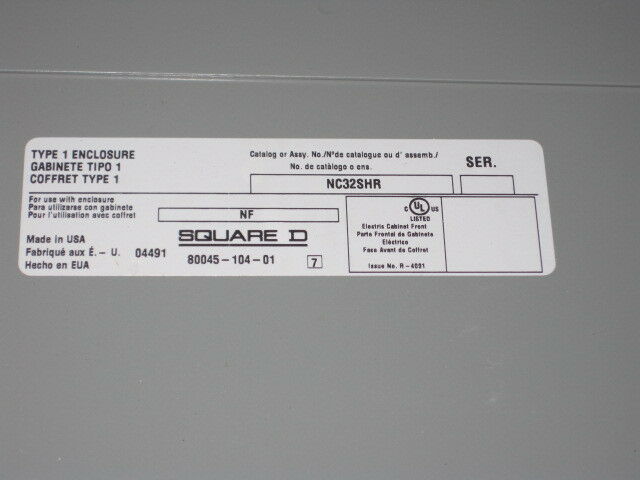 Square D Nc32shr Panelboard Cover