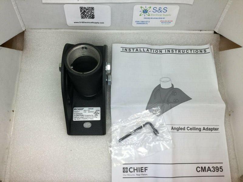 Chief Cma395 Angled Ceiling Adapter With Threaded Coupler, Black