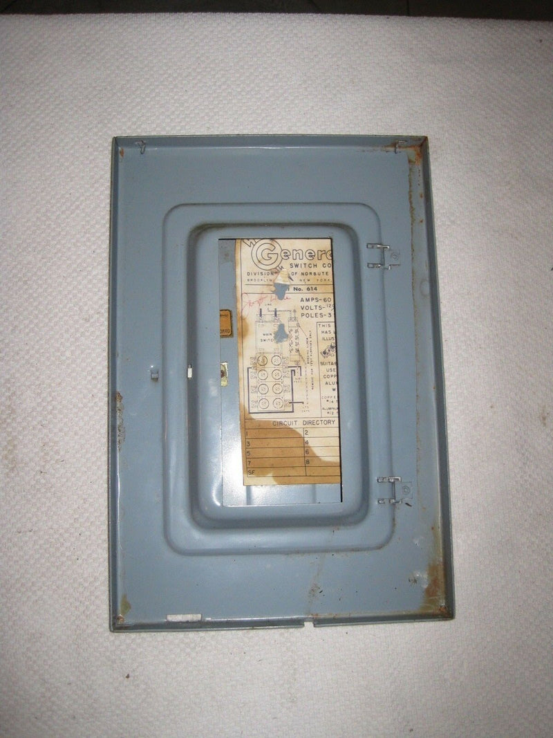 General Switch Corp Cat No 614 Fuse Panel  Fuse Box Deadfront Cover Door