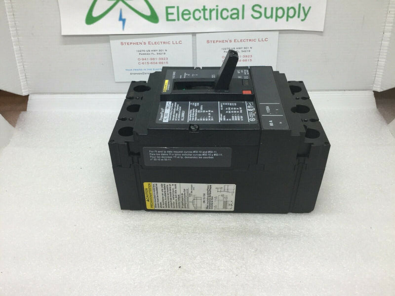 Square D Hll36060lv 60 Amp 3 Pole Circuit Breaker Hl-060 125ka @240v 50ka@ 600v