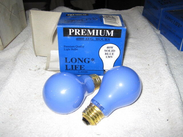 (Pack Of 2) 40w 120v Incandescent A19, E26 Base Ceramic Blue  Bulb 4000 Hour