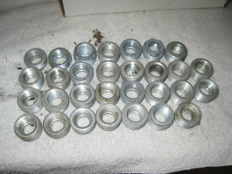 (Lot Of 34)   1" To 1/2" Zinc Plated Steel Reducing Bushing (Bushings)