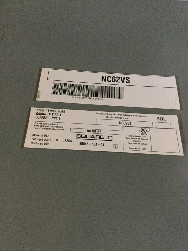 Square D Panelboard Cover,Surface, Nc62vs, Nc62vsl