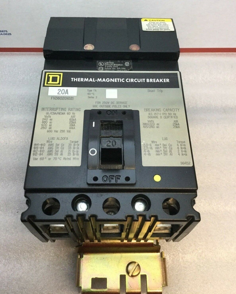 Square D Fh360201021 20 Amp Thermal-Magnetic Circuit Breaker