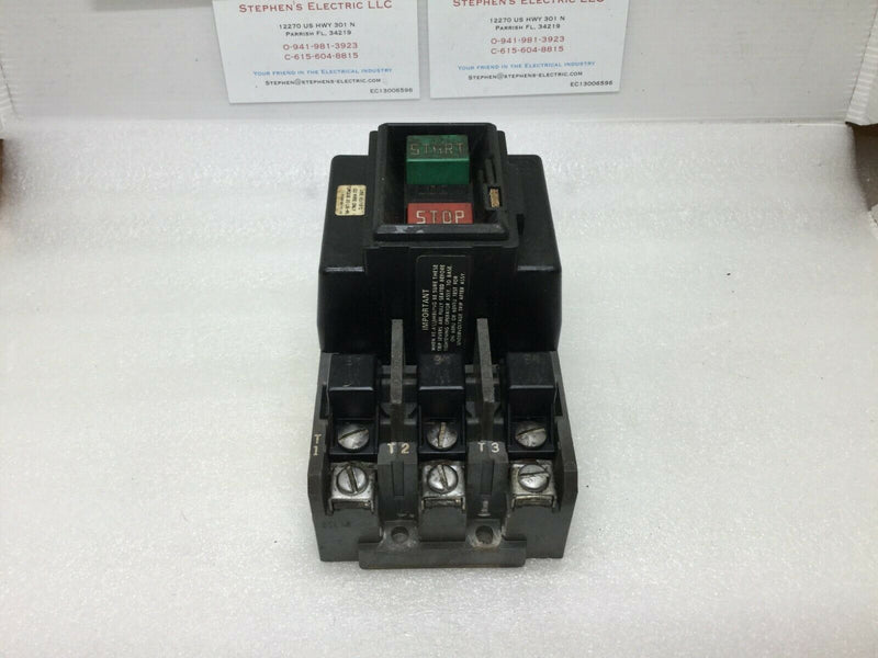 Allen Bradley 609-B0w Manual Starter 3p Size 1 609-Bow