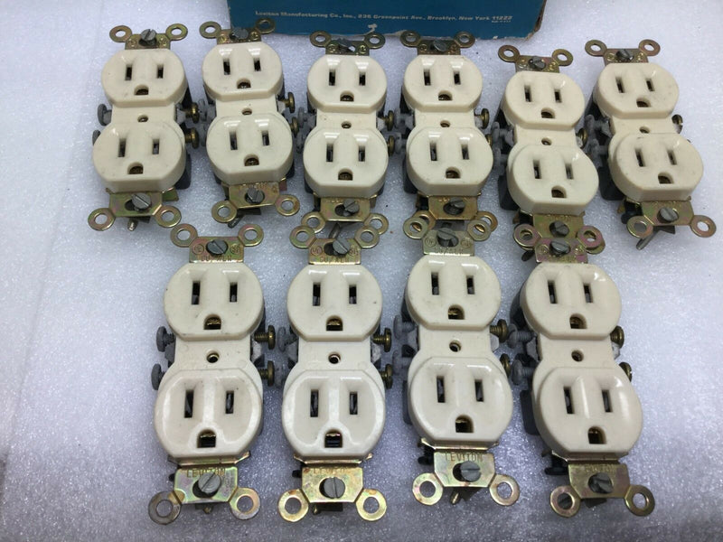 (10) New Old Stock Leviton 2650-I (Ivory) 2p 3 Wire Nema 5-15r 15 Amp 125v