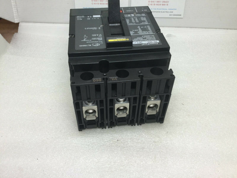 Square D Hll36060lv 60 Amp 3 Pole Circuit Breaker Hl-060 125ka @240v 50ka@ 600v