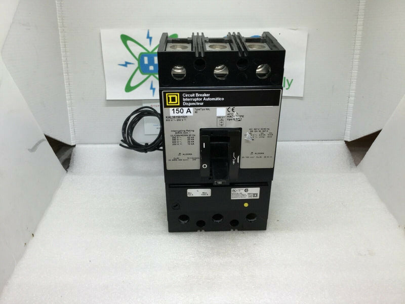 Square D Kal361501021 Circuit Breaker, 150 Amp, 120-240 Vac Shunt Trip,