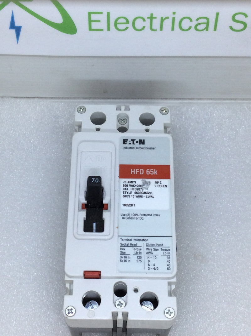 Eaton HFD2070 2 Pole 70 Amp Circuit Breaker