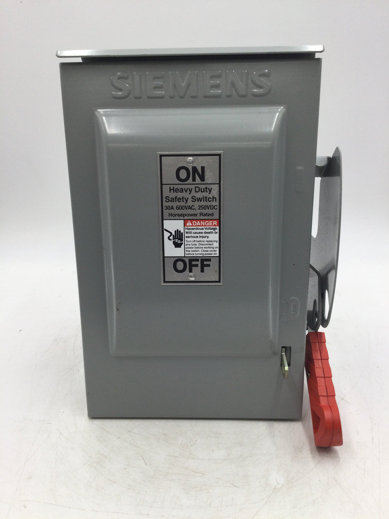 Siemens HNF261 Heavy Duty 30-Amp 600 VAC 2 Pole Indoor Non-Fusible Safety Switch