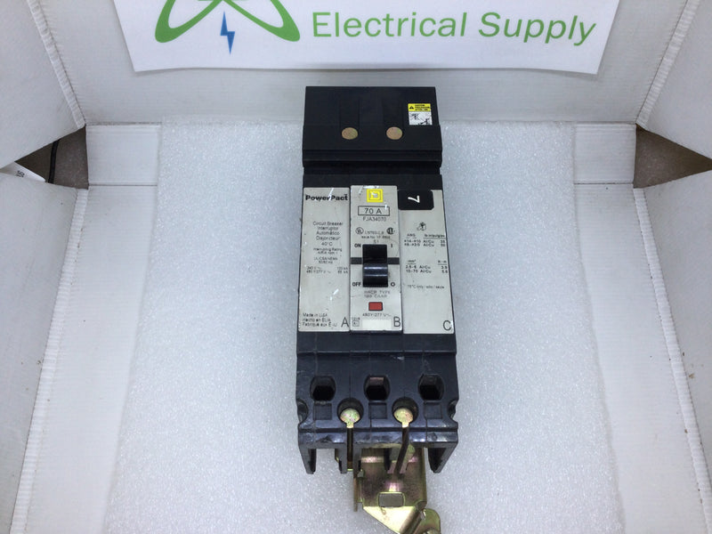 Square D PowerPact FJA34070 3 Pole 70 Amp 480Y/277V Type FJA I Line Circuit Breaker