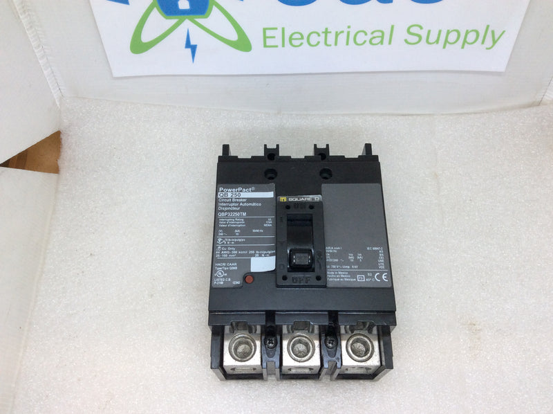 Square D QBP32250TM 3 Pole 250A 240VAC 10kAIC Type QB 250 PowerPact Circuit Breaker