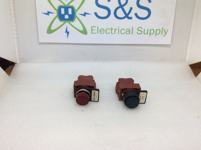 Siemens Lighted Pushbutton Controls 3SB1400-0A / 3SB1400-2B Red, Green, Blue (Used)