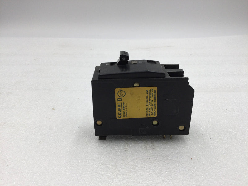 Square D QO290 90 Amp 240v 2 Pole 10ka Plug in Circuit Breaker - Black Face