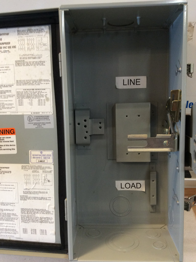 Eaton RGDN100 100A 600VAC Nema3R Main Circuit Breaker Enclosure Type GC,GHC (New Open Box)