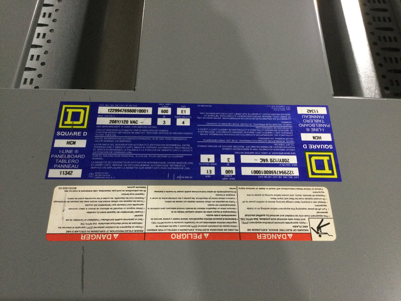 Square D HCN HC2674B 600 Amp 208/120v 3 Phase 4 Wire Series E1 Panel