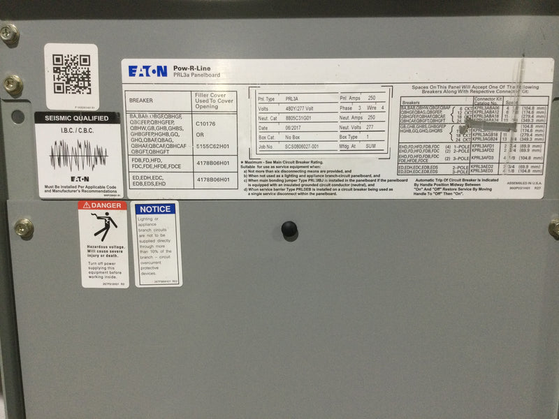 Eaton Prl3a 250 Amp 3 Phase 4 Wire 480/277v - Guts Only