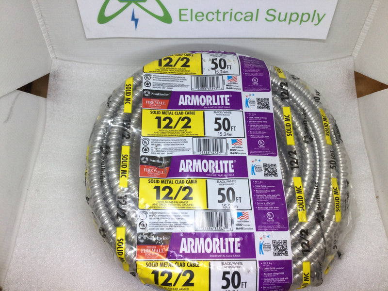 Southwire Armorlite Cable Stranded Cu Mc (Metal Clad) 12/2 X 50 Ft.