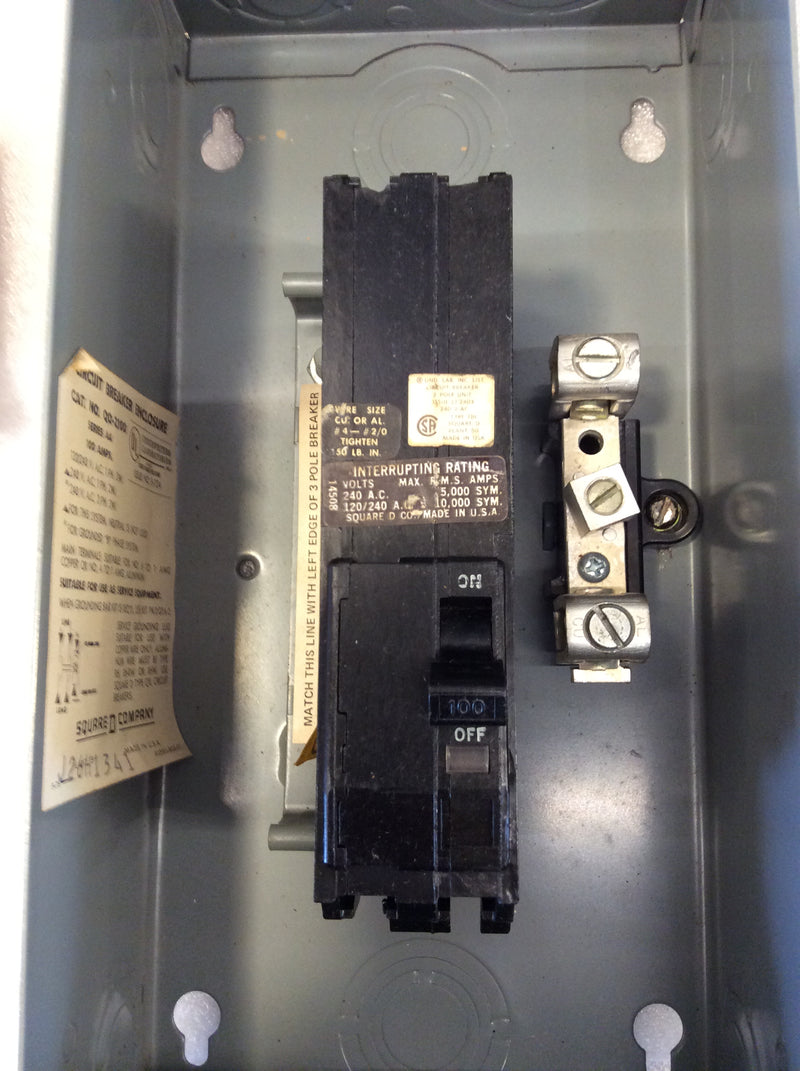 Square D 100A Enclosed QO-2100-100 Circuit Breaker Series A4 Includes Q1L-2100 Breaker (New)