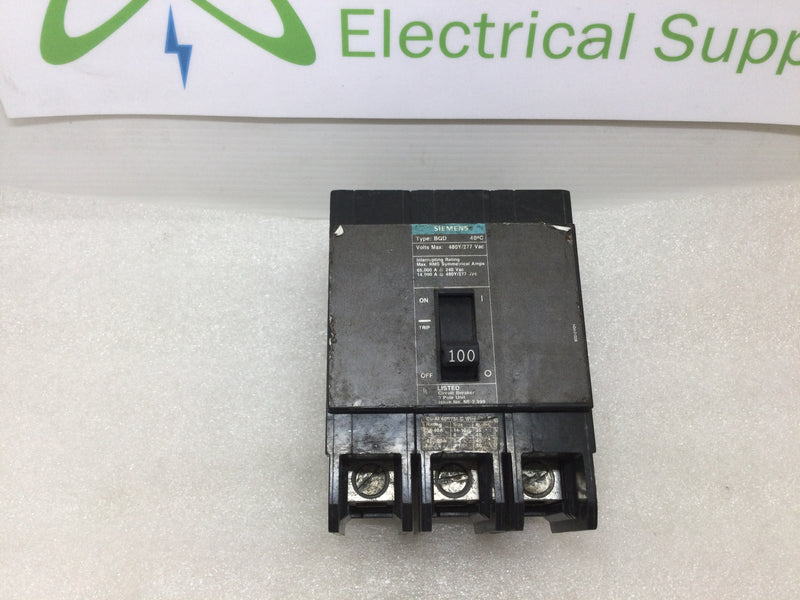 Siemens BQD3100 100 Amp 480/277 Volt 3 Pole Breaker