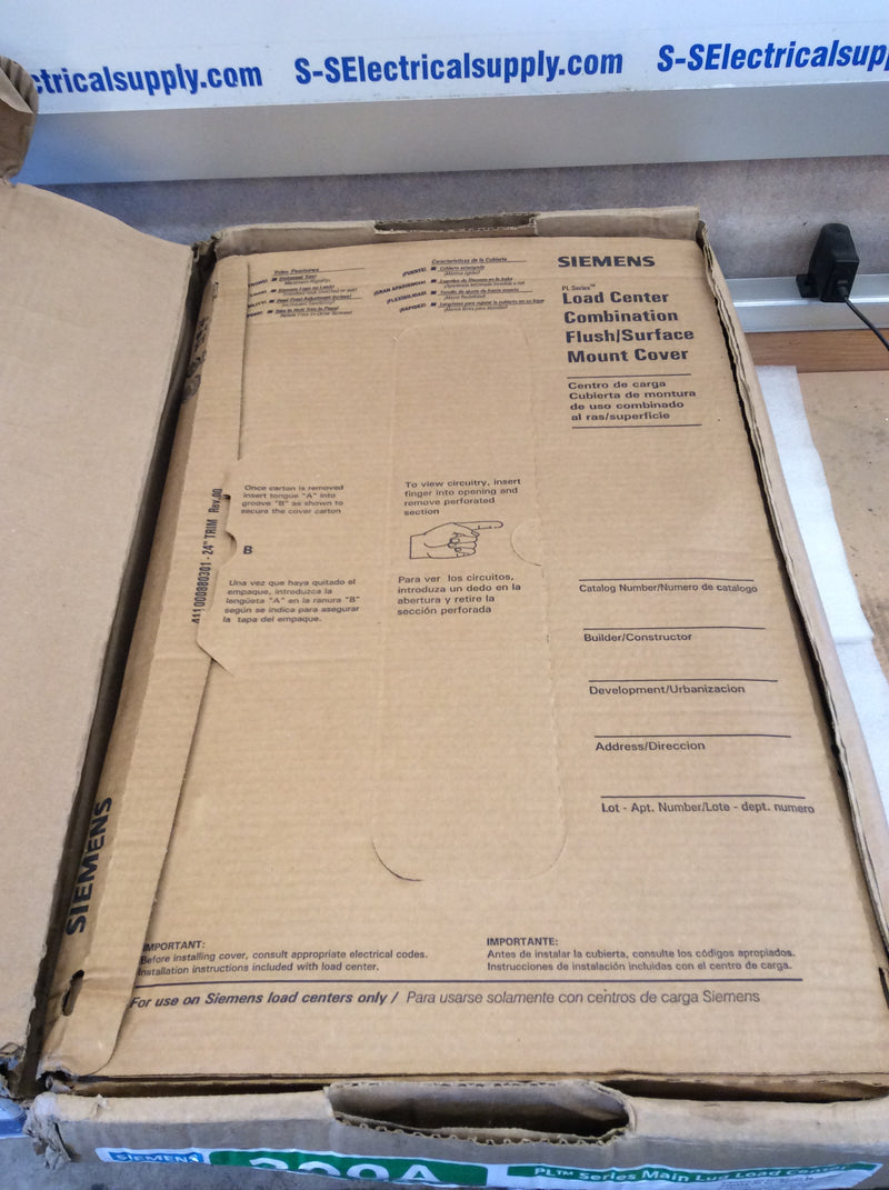 Siemens P1224L1200CU 200A MLO 120/240VAC Invertible PL Series Load Center (New In Box)