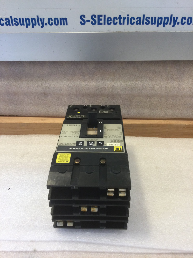 Square D KCB34125 3 Pole 125 Amp 240/480VAC Series 2 Type KCB I-Line Circuit Breaker With Adjustable Trip